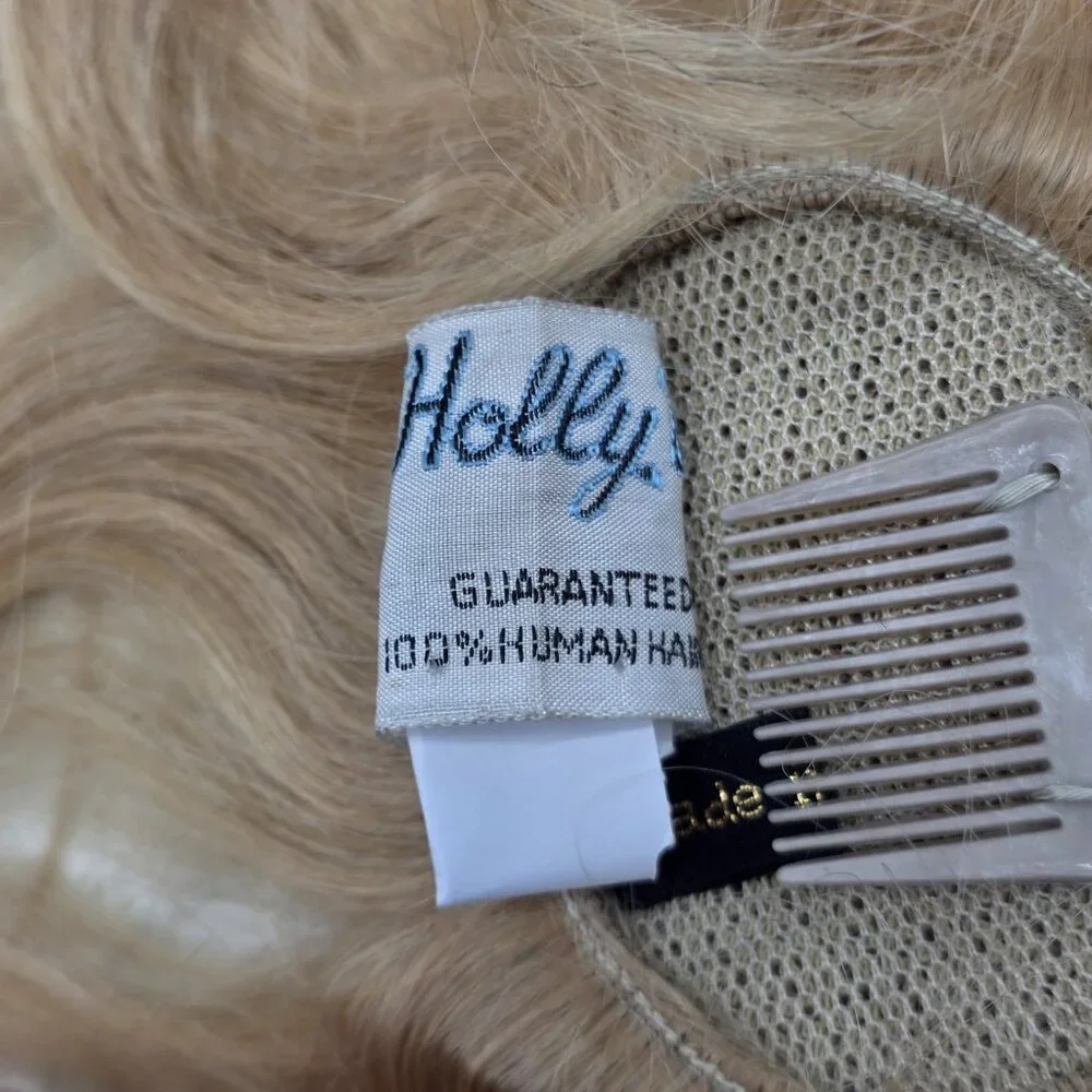 Vintage Long Blonde Human Hair Wig for Doll 8 - 9